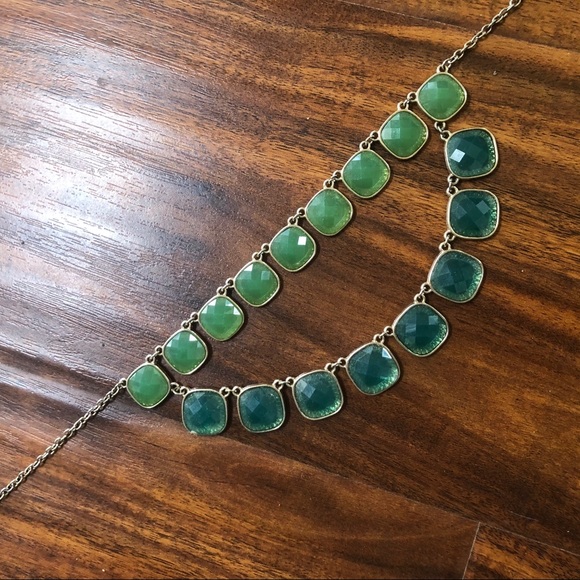 Sage green and Teal Jeweled Bib Statement Necklace - Picture 8 of 16